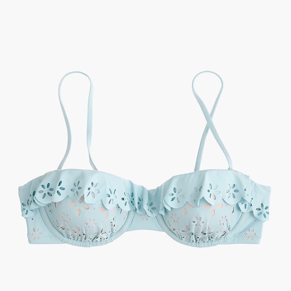 J Crew ruffle demi underwire bikini top 32B New